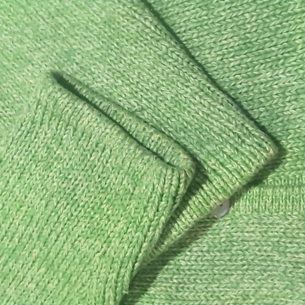 L.L. Bean Women's Green Knit Cotton Button Front Cardigan Size M - Picture 3 of 10